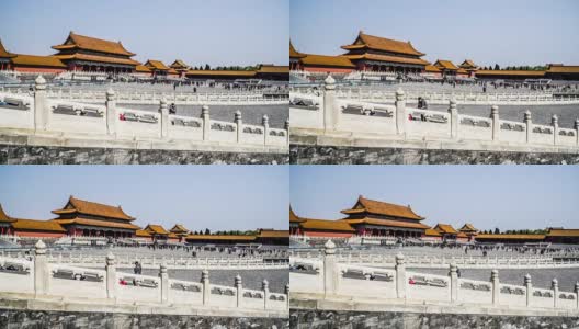 拥挤的游客在中国北京的紫禁城中徘徊高清在线视频素材下载