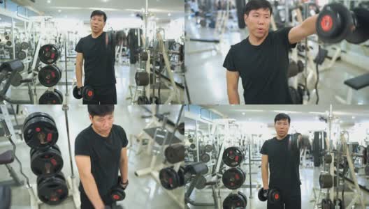 3张亚洲男人在健身房锻炼的照片高清在线视频素材下载