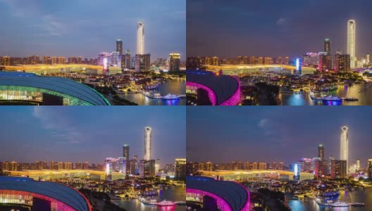 苏州的空中城市夜景高清在线视频素材下载