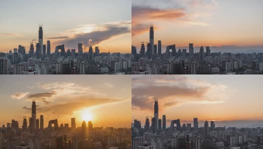 T/L WS HA PAN Dramatic Urban Skyline at Sunset /北京，中国高清在线视频素材下载