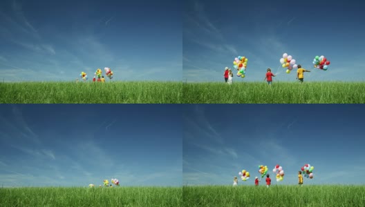 气球小孩(红色拍摄)高清在线视频素材下载