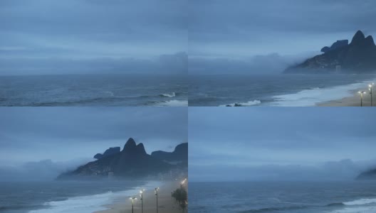 里约热内卢黎明时分的伊帕内玛海滩全景高清在线视频素材下载
