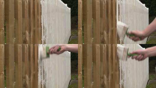 高清:篱笆被刷漆的视频高清在线视频素材下载
