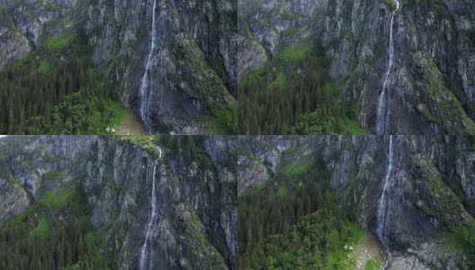 鸟瞰奥地利蒂罗尔斯蒂尔普湖美丽的瀑布山高清在线视频素材下载