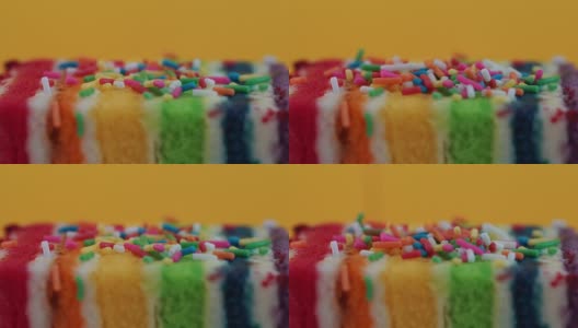 五彩缤纷的彩虹蛋糕高清在线视频素材下载