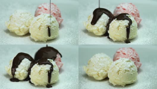 高清巧克力酱淋冰淇淋(4:2:2)高清在线视频素材下载