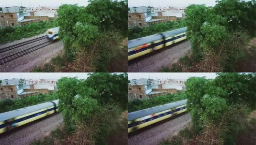一列火车在铁轨上的航拍视频高清在线视频素材下载
