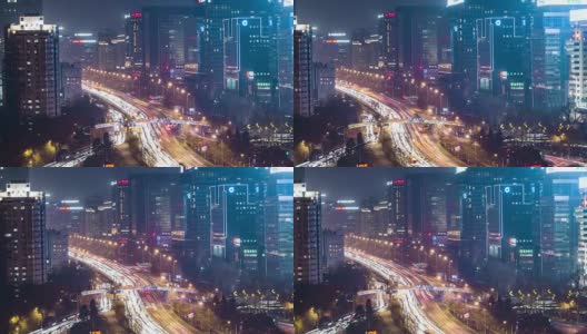 T/L MS HA PAN Beijing Financial Street at Night /中国北京高清在线视频素材下载