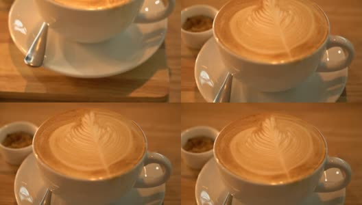 咖啡店的咖啡拿铁艺术高清在线视频素材下载