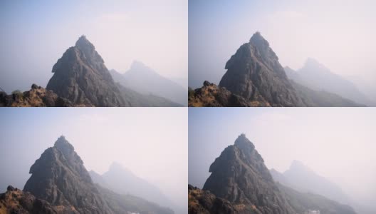 白天吉纳尔山的广角视图，在朱纳加德，古吉拉特邦，印度。自然景观。古吉拉特邦旅游目的地高清在线视频素材下载