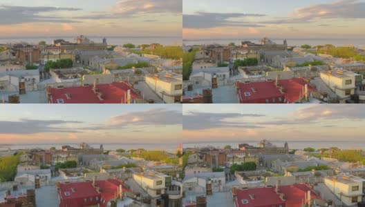 乌克兰，敖德萨夕阳下的城市景观高清在线视频素材下载