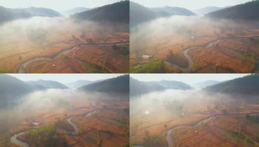 鸟瞰农村农民的农田。环境与生态。4 k无人机的画面。那空泰国,泰国高清在线视频素材下载