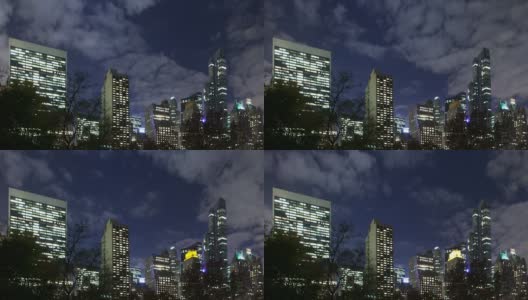 中央公园的夜景高清在线视频素材下载