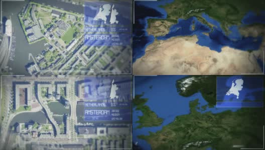 阿姆斯特丹的未来卫星图像高清在线视频素材下载