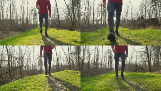高清慢镜头:健康的人在大自然中行走高清在线视频素材下载