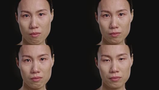 一个哭泣的亚洲女人的脸高清在线视频素材下载