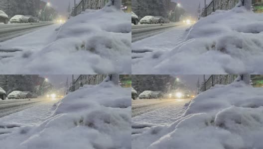 路上有暴风雪。高清在线视频素材下载