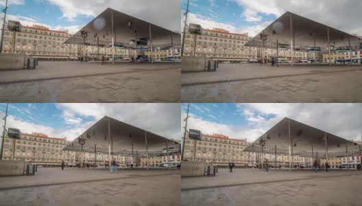 时光流逝:马赛老Vieux Port地铁站拥挤不堪高清在线视频素材下载