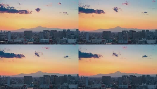 4K时光流逝:东京与富士山，东京，日本。高清在线视频素材下载