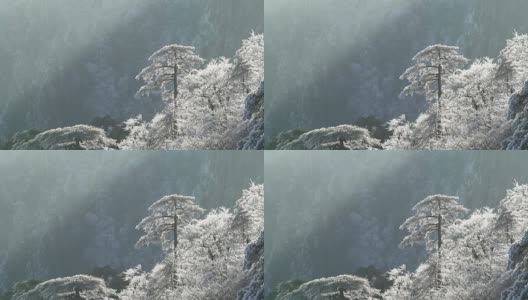 黄山在冬天，中国。高清在线视频素材下载