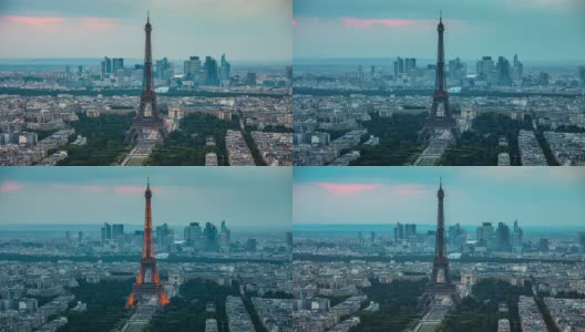 时光流逝:埃菲尔铁塔与巴黎天际线高清在线视频素材下载