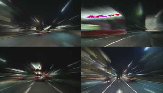 快速城市夜间驾驶延时循环。高清高清在线视频素材下载
