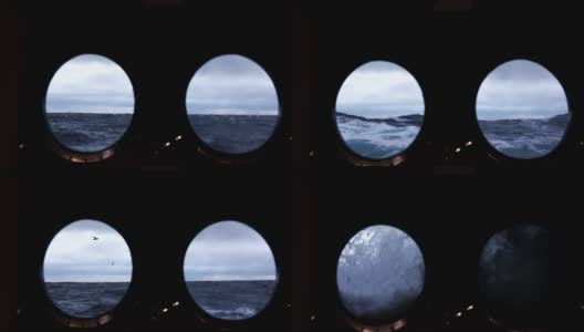 从船的舷窗向广阔的海洋眺望大海高清在线视频素材下载