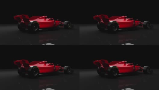 通用赛车(赛车)原型，逼真的渲染，黑色剪影高清在线视频素材下载
