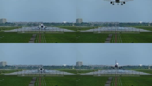 飞机在机场着陆高清在线视频素材下载