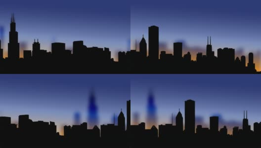 芝加哥天际线循环动画高清在线视频素材下载