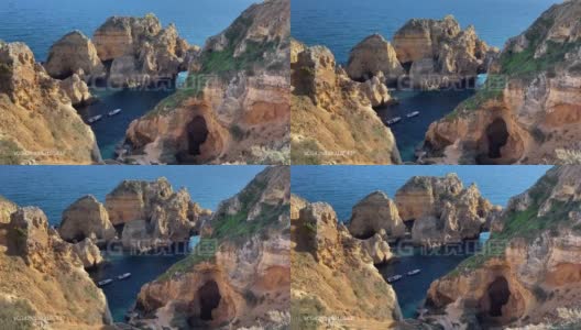 Sao Gon?alo de Lagos Algarve葡萄牙海滩岩石高清在线视频素材下载