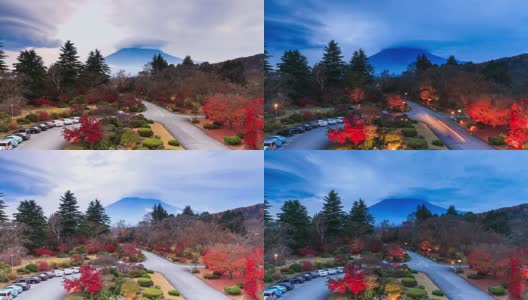 日本富士山日出秋季与停车场高清在线视频素材下载