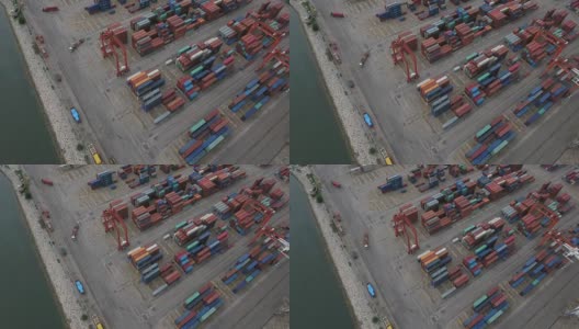 航拍海港的集装箱高清在线视频素材下载