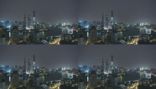 T/L WS HA Downtown Shanghai, Night to Dawn Transition / Shanghai, China高清在线视频素材下载