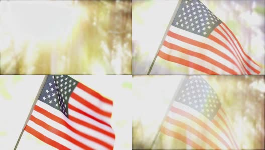 微风中飘扬的美国国旗。高清在线视频素材下载