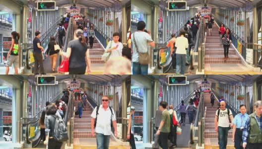 香港中环至半山自动扶梯及行人道系统。(时间流逝)高清在线视频素材下载