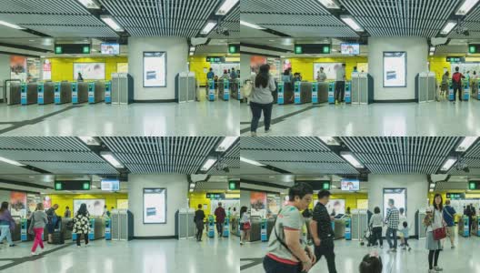 香港地铁系统的繁忙时段。香港火车站的人群。高清在线视频素材下载