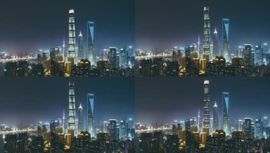 T/L WS HA TD高视角上海市中心和住宅区夜间/上海，中国高清在线视频素材下载