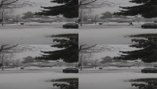 黄昏时分，温哥华大都会附近的降雪高清在线视频素材下载