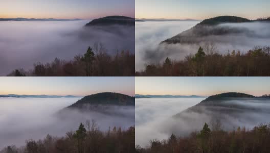 斯洛伐克森林秋季全景图，雾在山，曼宁高清在线视频素材下载