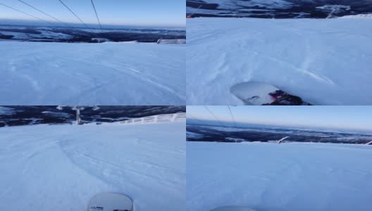 从滑雪板的角度看斜坡高清在线视频素材下载