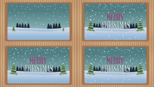 圣诞快乐的字母在冬天雪景高清在线视频素材下载