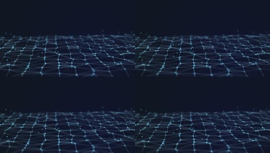 六边形数字通信结构。在黑暗的背景上点和线的连接。3 d渲染。高清在线视频素材下载