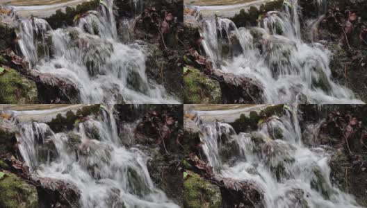 小溪中的小瀑布，水流清澈高清在线视频素材下载