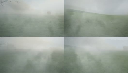 草地，山雾和云。(无缝loopable)高清在线视频素材下载