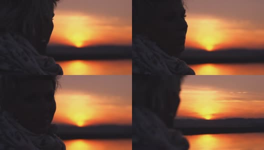 HD:欣赏日落风景的女人高清在线视频素材下载