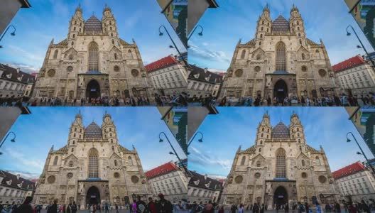 4K时间流逝:维也纳圣斯蒂芬斯大教堂高清在线视频素材下载