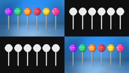 各种彩色的棒棒糖动画循环与luma哑光高清在线视频素材下载