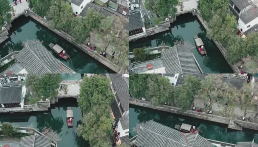 中国苏州平江历史街区的无人机视图。高清在线视频素材下载