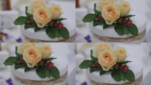 美味美味的婚礼蛋糕细节高清在线视频素材下载